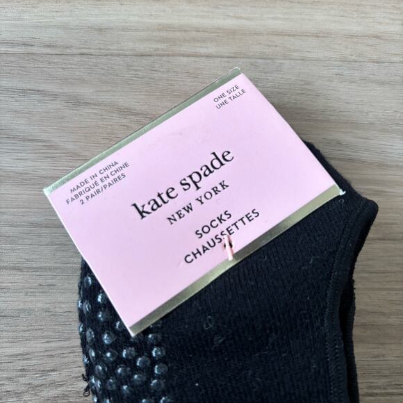 New Kate Spade New York Barre Sock Set Black Grip Ankle One Size (2 pair) - Picture 3 of 4